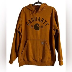Carhartt Original Fit Midweight Hoodie Logo Sweatshirt Yellow Men’s Size Large